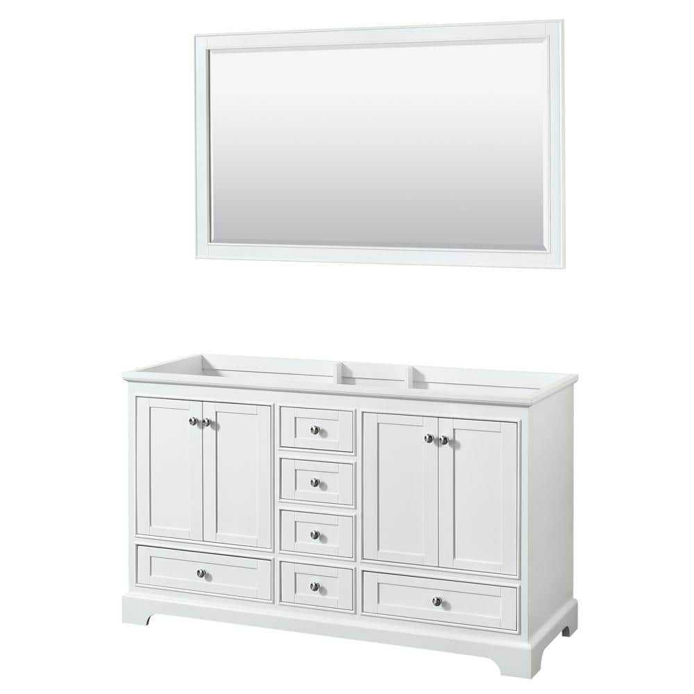 Deborah 59.25 in. W x 21.5 in. D Vanity Cabinet with 58 in. Mirror in White price history on PriceWatchPro