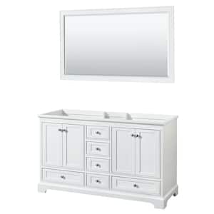 Deborah 59.25 in. W x 21.5 in. D Vanity Cabinet with 58 in. Mirror in White