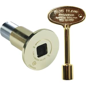 Gas Valve Flange and Key Kit in Polished Brass