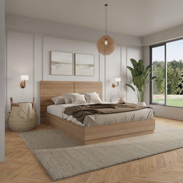 Nexera Dean 3-Piece Brown Oak Composite Queen Size Bedroom Set