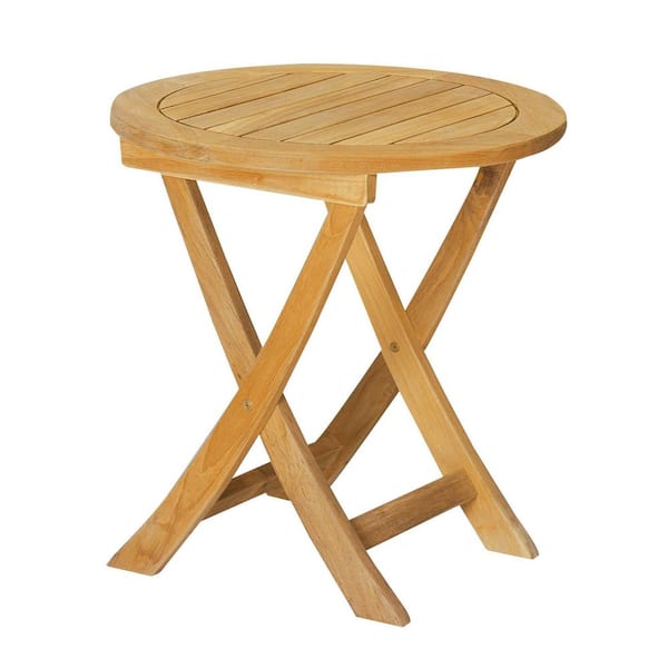 Unbranded Perryn Teak Round Outdoor Side Folding Table