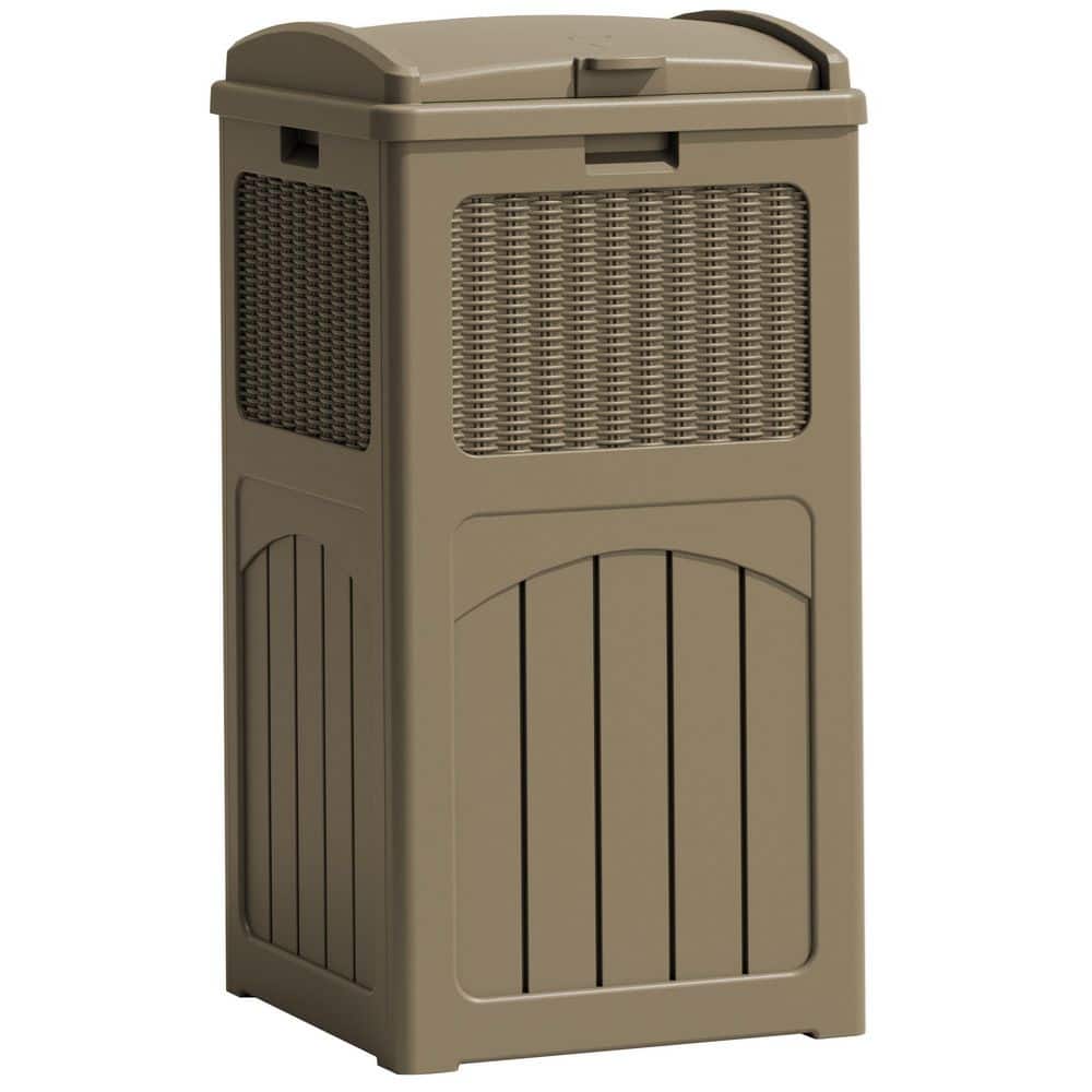 Patiowell 36 gal. Resin Outdoor Trash Can, Plastic Deck Box, Light