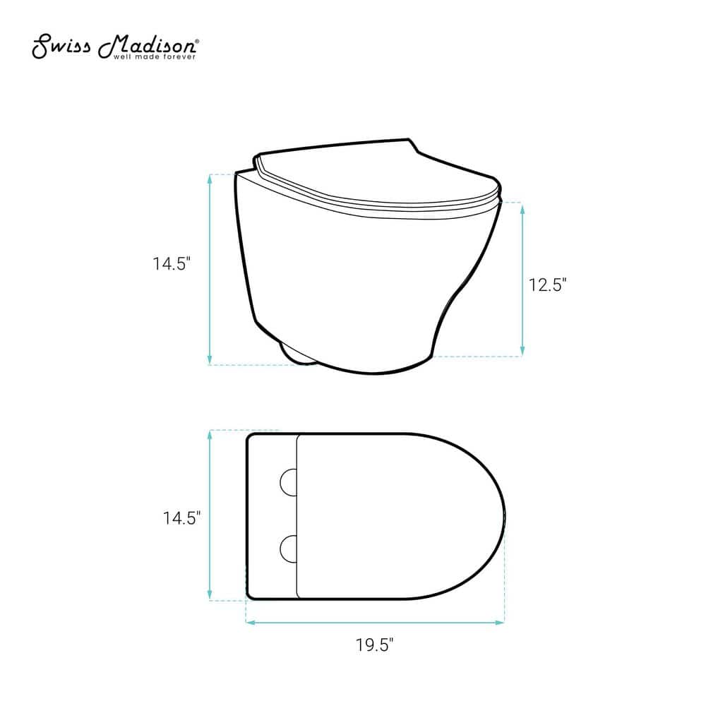 Monaco Glossy White Ceramic Wall-Hung Elongated Dual Flush Toilet