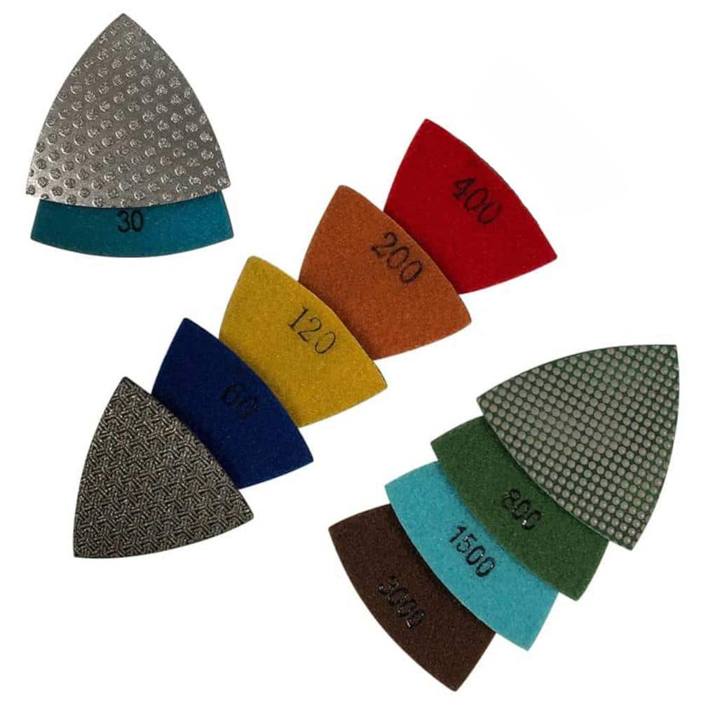 EDiamondTools 3 in. Concrete or Granite Oscillating Triangular Grinding Pads, 3 mm Segment