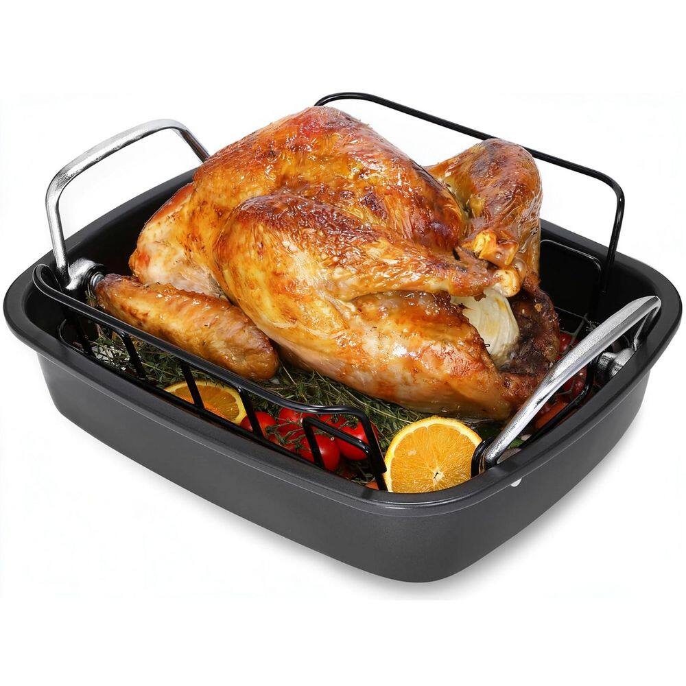 10 qt. Carbon Steel Nonstick Roasting Pan with Rack, Turkey Roasting Pan for Oven, Roaster Pan with Handle for Chicken price history on PriceWatchPro