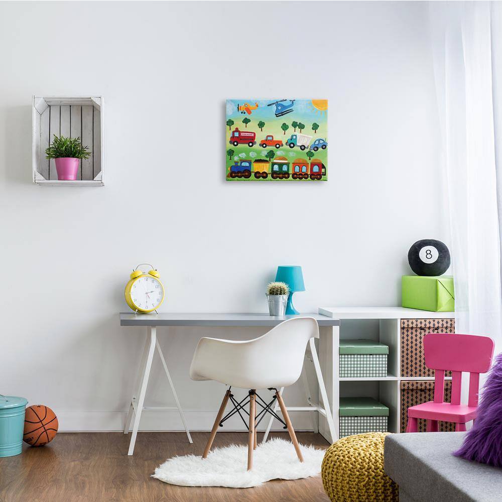Colorful Transportation Canvas Wall Art for Kids Nursery 16x20
