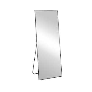 22 in. W x 65 in. H Rectangle Floor Mirror with Metal Frame Freestanding, Wall Mounted for Bedroom Living Room, Black