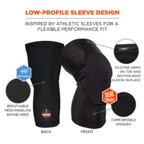 Ergodyne ProFlex Black Padded Foam Soft Shell Knee Sleeves with Pull Over  Closure Lightweight- Large (Pair) 18527 - The Home Depot