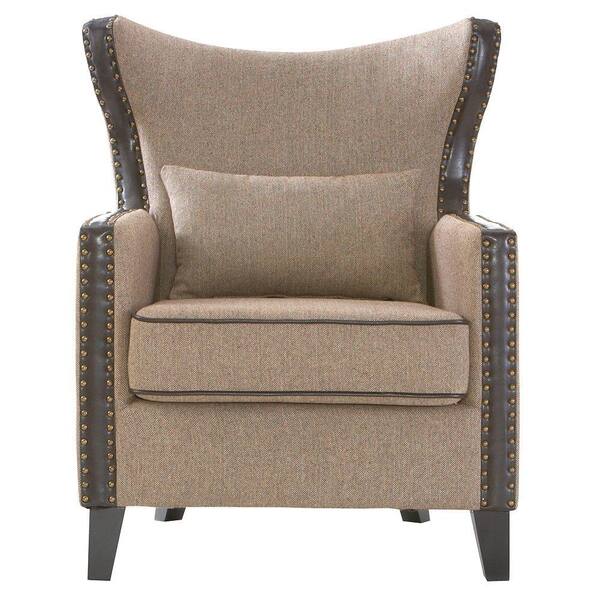 Home Decorators Collection Meloni Herringbone Brown Polyester Arm Chair
