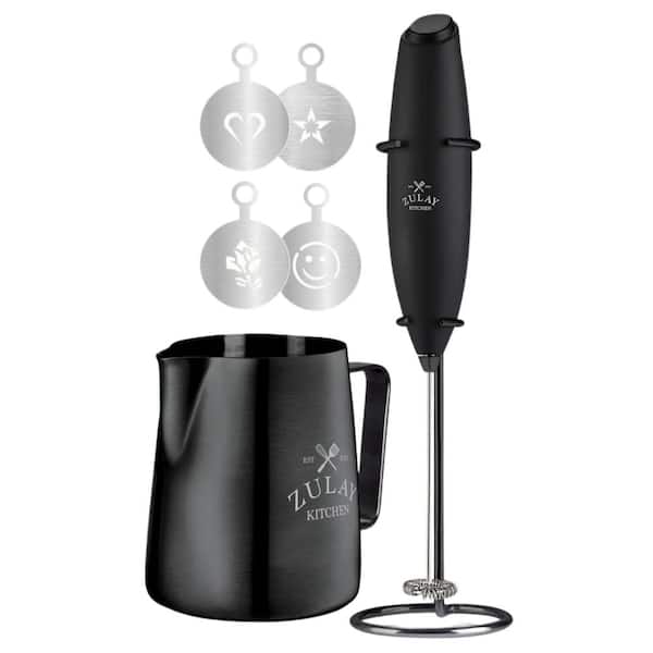 Milk Frother Set with Stand, Frothing Pitcher and Latte Art Stencils