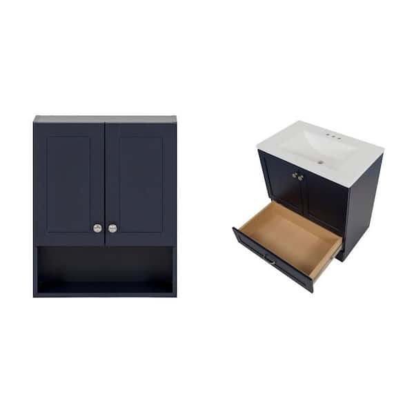 21 in. x 26 in. Shaker Wall Cabinet and 31 in. Single Sink Bath Vanity Combo