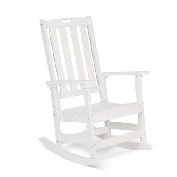 All White HDPE Plastic Porch Outdoor Rocking Chair for Patio Garden and Lawn
