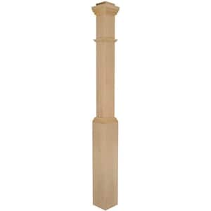Stair Parts 4090 55 in. x 5 in. Unifinished Hard Maple Adjustable Base Box Newel Post for Stair Remodel