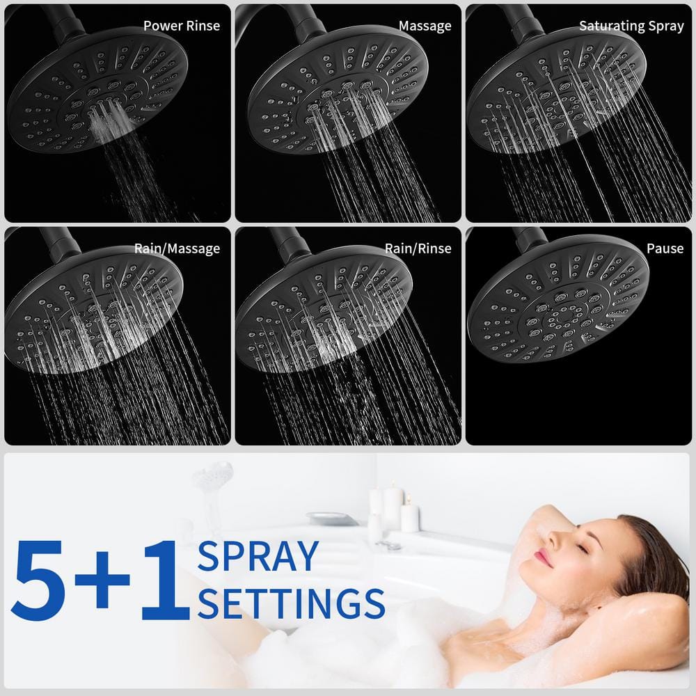 Matte Black Wall Mounted Dual Shower Head with Stainless Steel Hose