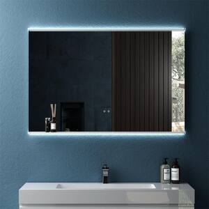 48 in. W x 31.5 in. H Large Rectangular Frameless with Memory Function and Anti-Fog Wall Mounted Bathroom Vanity Mirror