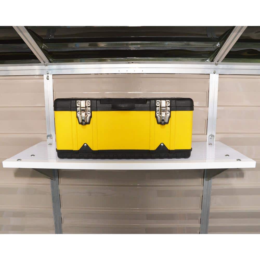 White Steel and Plastic Shed Storage Shelf Kit