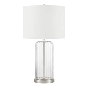 Waterton 23.88 in. 1-Light Brushed Nickel Indoor Table Lamp with Fabric Lamp Shade