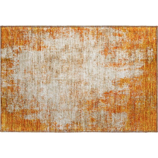 Addison Rugs Mayfield Premium Machine Washable Abstract AMF940 Orange 2 ft. x 3 ft. Area Rug