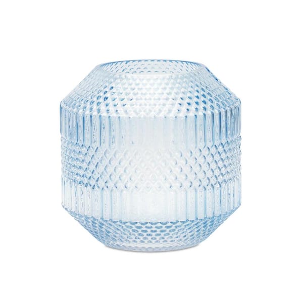 HomeRoots 6.5 in. Blue Crystal Round Decorative Vase