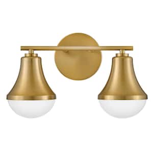 Haddie 14.5 in. 2-Light Lacquered Brass Vanity Light