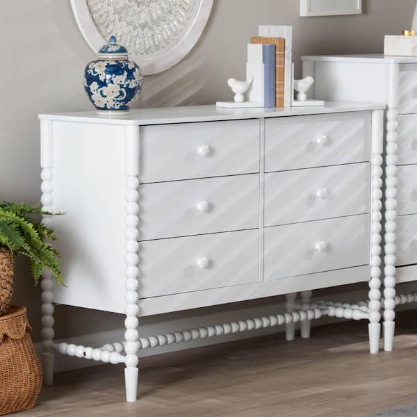 Brantley White 6-Drawer 49.8 in. Dresser