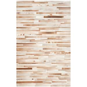 Studio Leather Tan/Ivory 4 ft. x 6 ft. Striped Abstract Area Rug