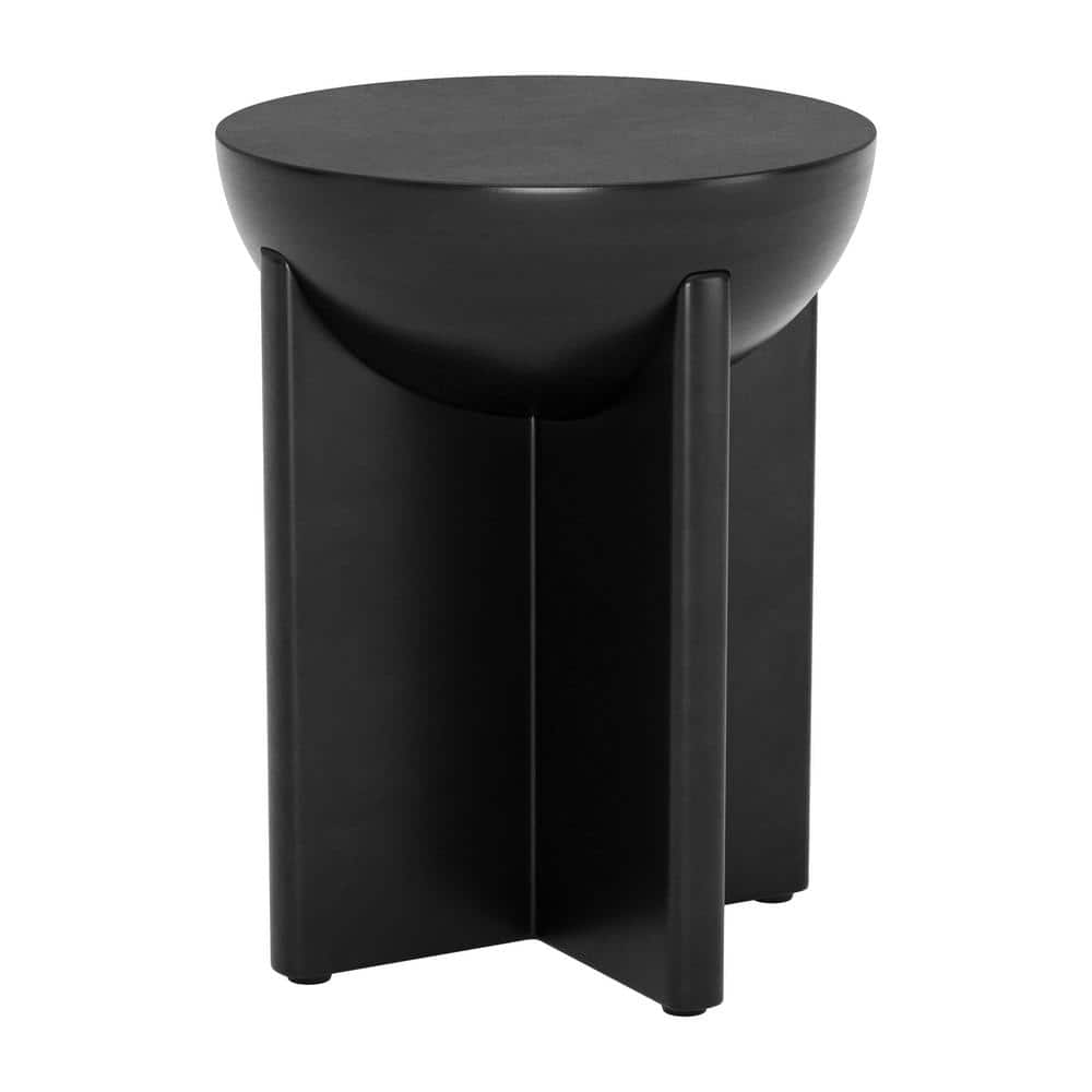 Tume 15.7 in. W Black 20.1 in. H Round Mango Wood End Table