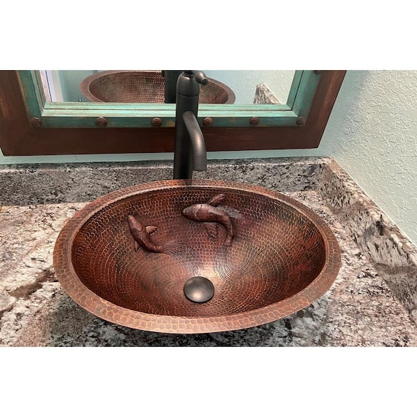 Premier Copper Products Oval Under Counter Copper Bathroom Sink 