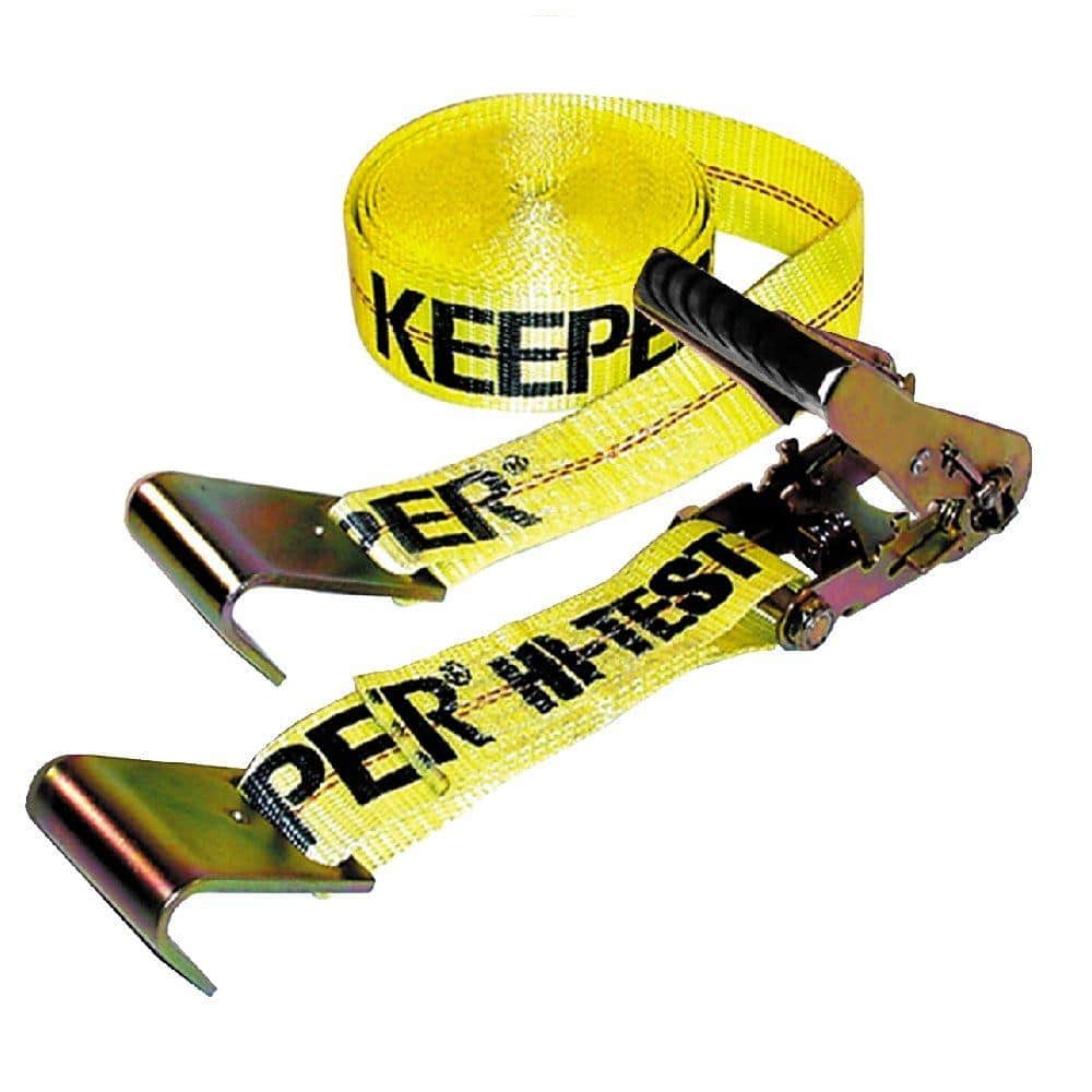 Keeper 2 in. x 27 ft. 3,333 lbs. Flat Hook Ratchet Tie Down Strap 04623 -  The Home Depot