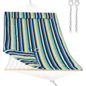 10-15 ft. Portable Hammock With Detachable Pad and Pillow, Blue and Green