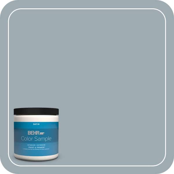 BEHR PREMIUM PLUS 8 oz. #ECC-30-1 Pelican Bay Satin Enamel Interior/Exterior Paint & Primer Color Sample