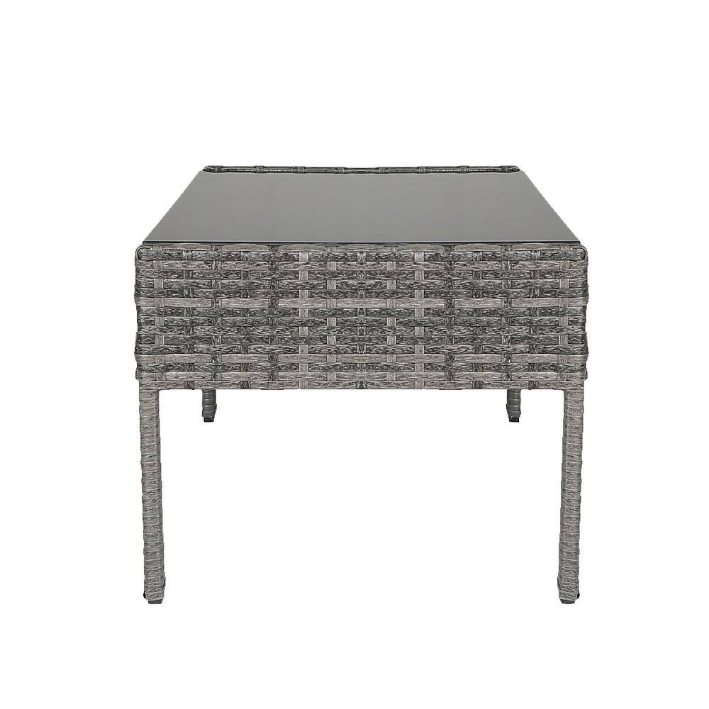 Gray 4-Piece Outdoor Patio Conversation Set with Wicker and Steel