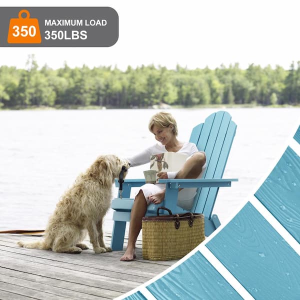 Blue Plastic Outdoor Patio Folding Adirondack Chair
