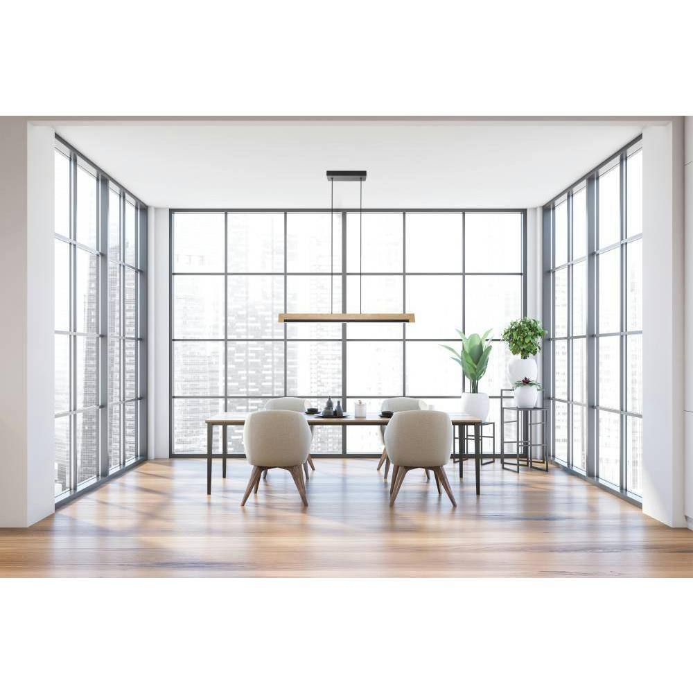 Camacho 43'' Black and Natural LED Linear Pendant Light