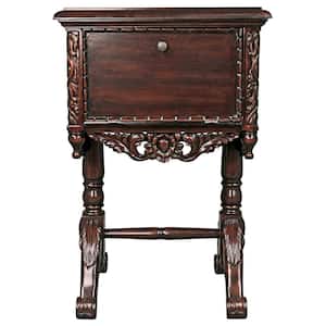 Lady Rebecca Victorian 19.5 in. Brown Standard Square Top Wood Bedside Table