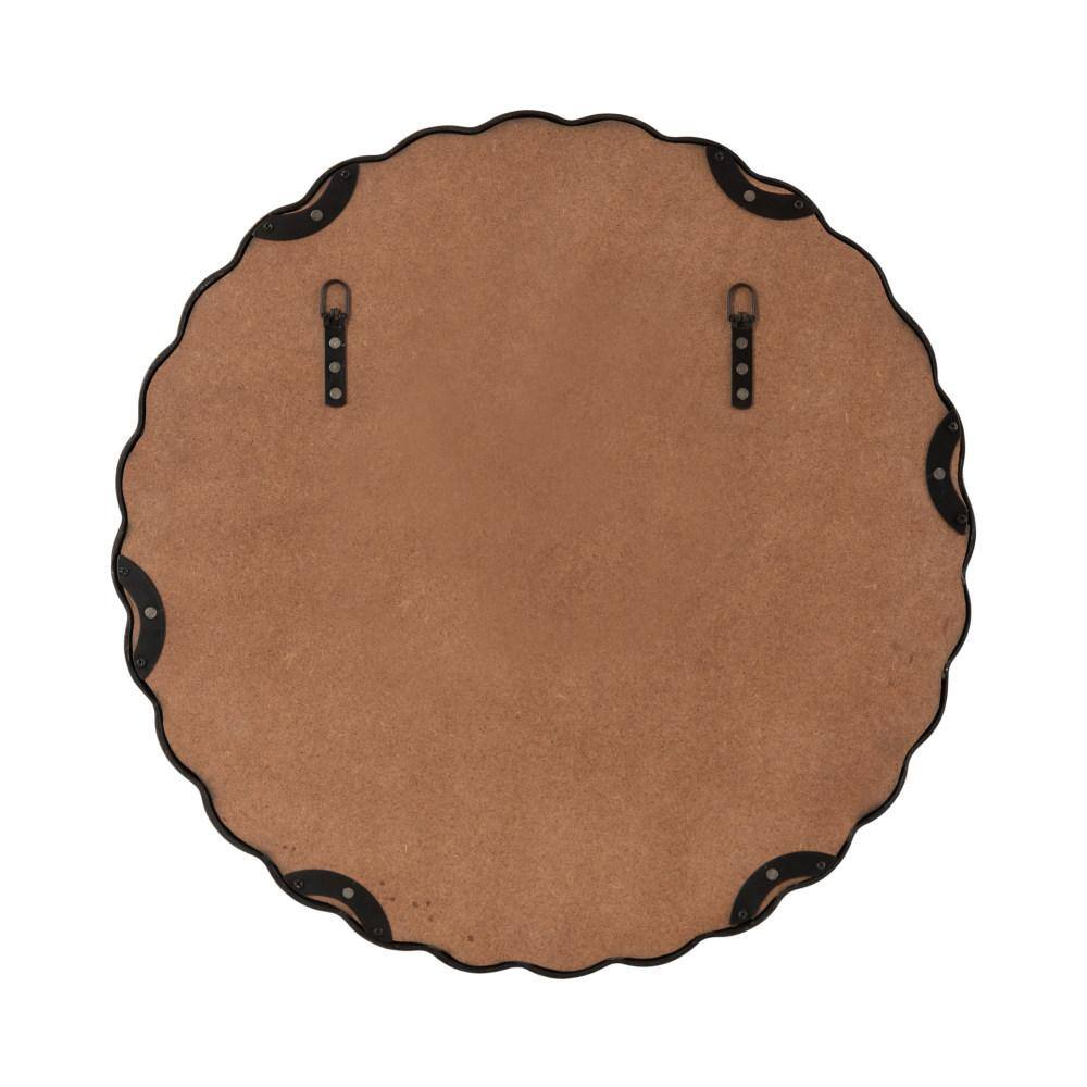 Perlina 26" Black Round Scalloped Vanity Mirror