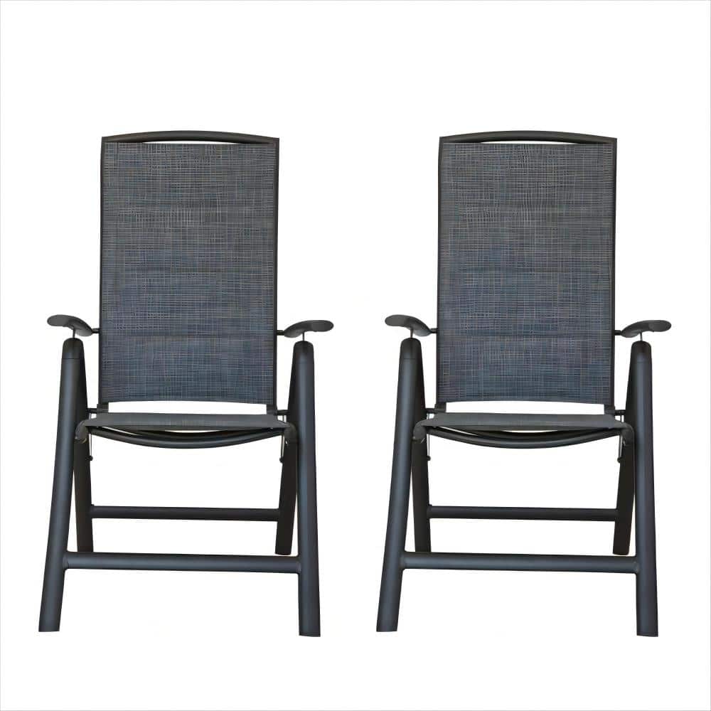 2-Piece Aluminium Outdoor Recliner Chair Dark Brown Folding Armchair with Cotton-Padded Seat price history on PriceWatchPro