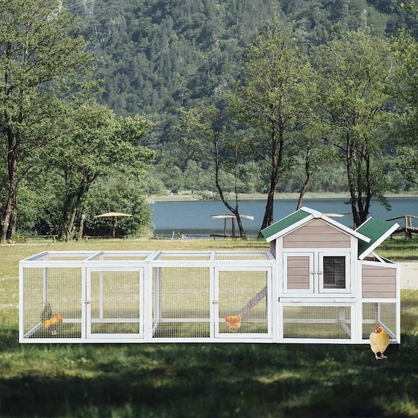 122 in. Chicken Coop Extra Large Chicken House Hen House Rust Proof Metal Wire Poultry Cage with Nesting Boxes 6 Perches