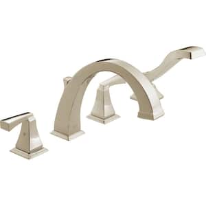 Dryden 2-Handle Deck-Mount Roman Tub Faucet Trim Kit in Polished Nickel with Hand Shower (Valve Not Included)