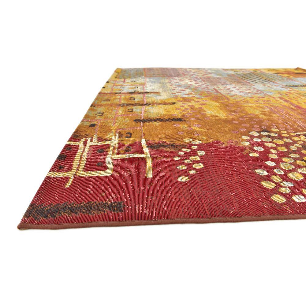 Colorful 6' x 6' Square Outdoor Synthetic Flat Woven Rug