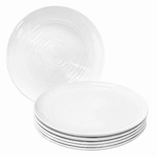 10.25 in. White Porcelain Dinner Plates, Microwave and Dishwasher Safe Stoneware Set
