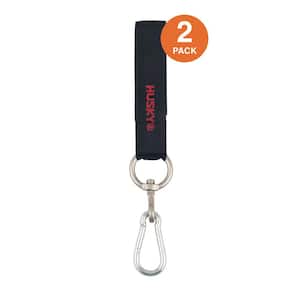 24 in. Heavy-Duty Hanging Carabiner Strap Zinc-Plated Steel with Quick-Release Hook and Loop Fastening in Black (2-Pack)