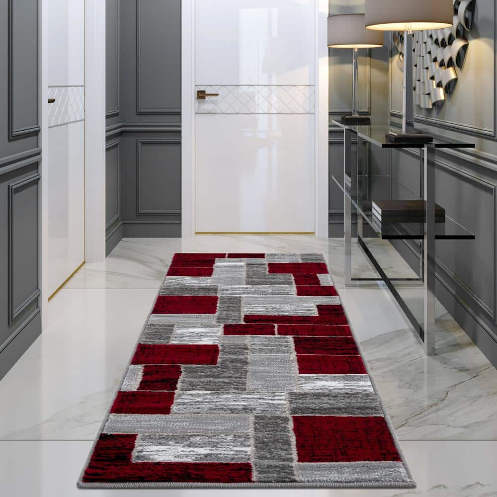 Solana Red Geometric Synthetic 2 ft. x 3 ft. Area Rug