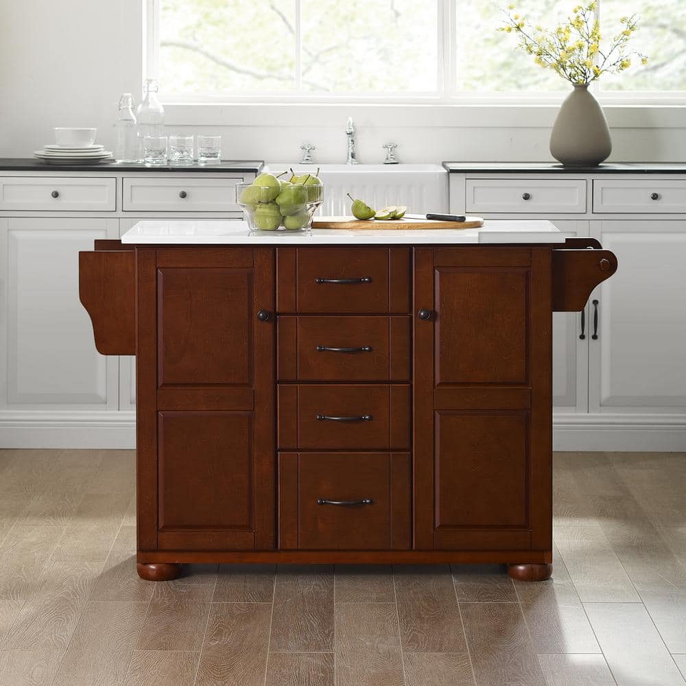 Eleanor Mahogany and White Granite Top Kitchen Island
