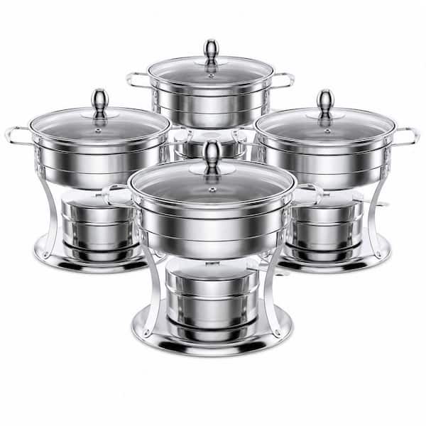 Numhew - 1 Qt. Mini Chafing Dishes with Rolled Rim Design, Round Food-Grade Chafers and Buffet Warmers Sets for Party, Banquet