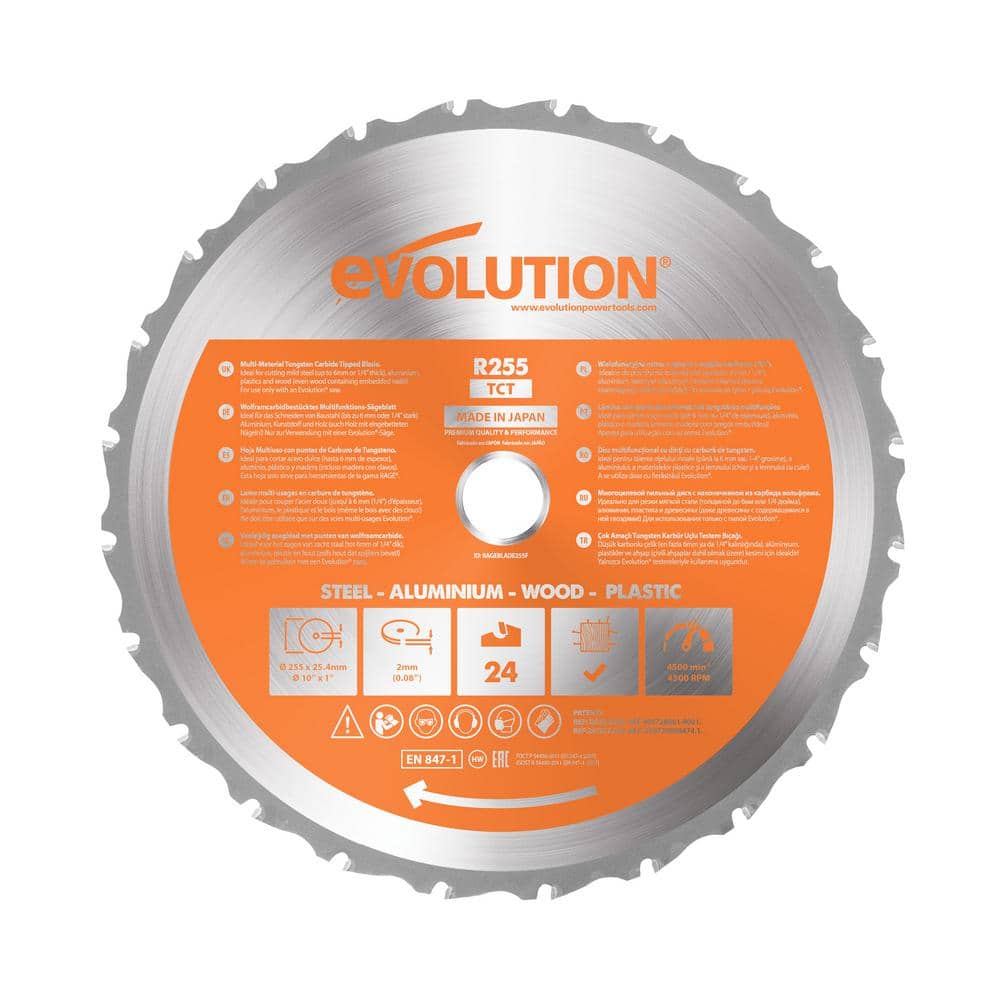 Evolution Power Tools 10 in. 36-Teeth Multi-Material Cutting Saw Blade  RAGE255BLADE The Home Depot