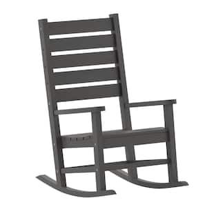 Gray Plastic Outdoor Rocking Chair in Gray (Set of 2)