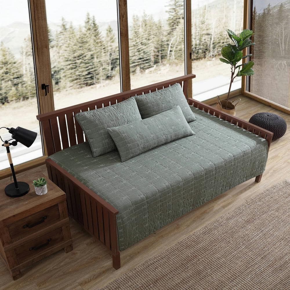 Sage Green Cotton Reversible Kids Daybed Set