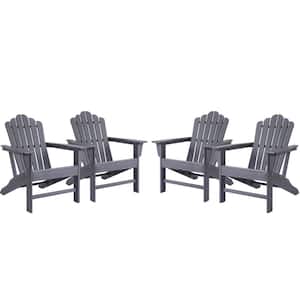 Classic Slate Grey HDPE Plastic Adirondack Chair (4-Pack)