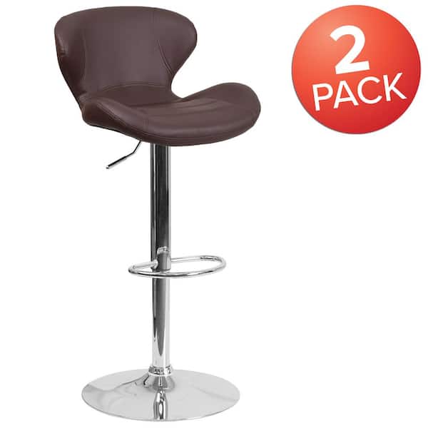 Carnegy Avenue 42.25 in. Brown Vinyl Bar Stool (Set of 2)
